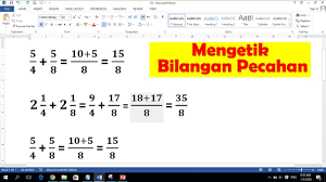Mengetik Bilangan Pecahan Di Microsoft Word Youtube