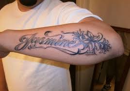 The jasmine flower tattoo meaning is feminity, sweet, grace, and appeal, also white jasmine flower tattoo design means cleanliness, simplicity, humility, and force. Great Name Quote With Jasmine Flowers Tattoo On Arm Tattooimages Biz