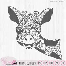 Dan zit je met onze honden kleurplaten helemaal goed. Winking Zentangle Giraffe Mandala Animal Wiccatdesigns Digital Illustrations