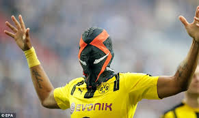 • no one does it better than aubameyang!! Dortmund Ace Aubameyang In Hot Water Over Mask Stunt Daily Mail Online