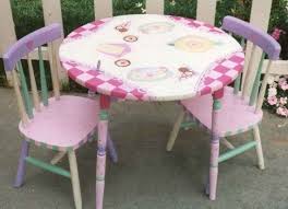 Hand Painted Tea Time Table Chair Set Girls Table And Etsy Tea Time Table Table And Chairs Painting Kids Furniture