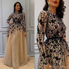 2019 Gorgeous Beading Prom Gown With Long Sleeves Lace Crew Neckline Evening Dresses Elegant Maxi Dress Plus Size Formal Wear Red Prom Dresses Uk Sequence Dress Yellow Evening Dresses Evening Dresses