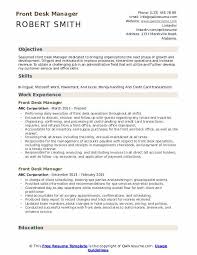 Front Desk Manager Resume Samples Qwikresume