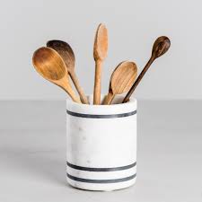 Black And White Striped Kitchen Canisters Magnolia Adelaide Stripe Utensil Holder Utensil Holder Marble Utensil Holder Kitchen Utensil Holder
