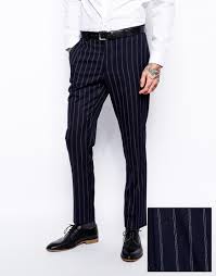 Choose from contactless same day delivery, drive up and more. Asos Skinny Fit Suit Trousers In Fine Stripe In Navy Blue For Men Lyst