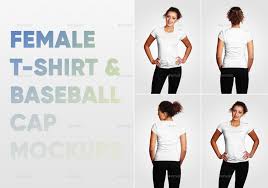 Female T Shirt And Baseball Cap Mockup Baseball Cap Female Baseball