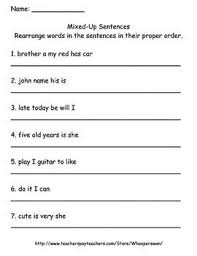 Mixed Up Sentences Sentences Opposite Words Word Search Puzzles
