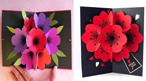 The rose petals on the outside are separate and overlap each other i would suggest watching my tutorial video for this card. How To Make A Bouquet Flower Pop Up Card Diy 3d Flower Pop Up Valentines Day 2017 Pop Up Flower Cards Flower Cards Diy Pop Up Cards