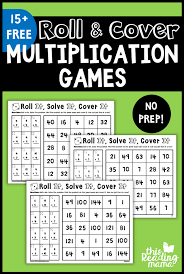 Multiplication fluency space game {printable}. No Prep Multiplication Games Roll Cover This Reading Mama