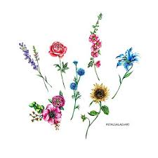 Flower Temporary Tattoos Set Of 8 Flower Tattoos Lavender Etsy In 2020 Blue Flower Tattoos Lavender Tattoo Flower Tattoos