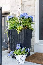 Front Door Planters With Hydrangeas And Ferns Porch Planters Porch Flowers Best Front Doors