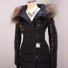 Auth Rudsak Puffer Down Fur Leather Coat S Black Leather Coat Mackage Jacket Coat