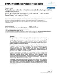 Willis Shattuck Mischa Et Al Motivation And Retention Of Health Workers In Developing Countries A Systematic Health Services Developing Country Motivation