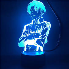 Anime Night Light Attack On Titan Captain Levi Ackerman Figure 3d Light Table Lamp For Home Room Decor Cool Kid Child Gifts Toy In 2021 Anime Decor Blue Anime Otaku Room