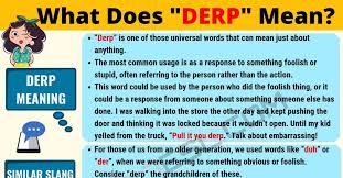 Derp Meaning What Does Derp Mean Useful Text Conversations 7 E S L Slang Words Text Conversations Learn English Vocabulary