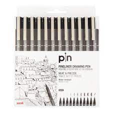 An ultra smooth flow of waterproof, fade proof ink. Uni Pin Fine Line Pens 12 Set Black Unfade Eu