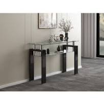 Tempered Glass Top Rectangular Double-Layer Console Table
