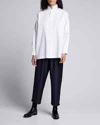 Eskandar Sloped Shoulder Stand Collar Shirt Stand Collar Shirt Collar Shirts Stand Collar