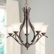 Kichler Chandelier With White Glass In Tannery Bronze Finish 2020tz Destination Lighting