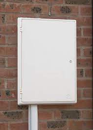 Large 3 phase recessed mounted electrical meter box (may also be referred to as a large permali electric meter box). Mitras Recessed Electricity Meter Box M01023 Eb1