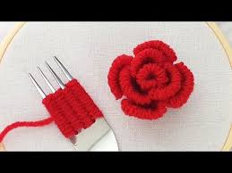 Easy wool thread flower making. Amazing Rose Flower Ideas With Woolen Hand Embroidery Trick Sewing Hack Easy Wool Design You Woolen Flower Macrame Knots Pattern Hand Embroidery Design