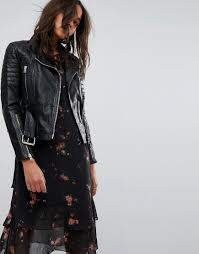 Allsaints All Saints Quilted Belted Biker Jacket In Leather In Black Lyst