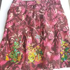 Oilily Pink Camo Embroidered Skirt