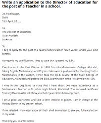 Application To The Director Of Education For The Post Of Teacher Education Teacher How To Apply