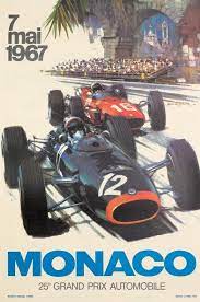 Monaco Grand Prix 1967 Poster On Linen Vintage French Race Poster Vintage Vintage Racing Poster Racing Poster Grand Prix Posters
