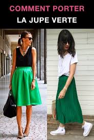 Jolie jupe plissée blanche, ligne droite en combinaison avec un veste femme gris: Comment Porter Une Jupe Verte Avec Style 8 Idees Looks Taaora Blog Mode Tendances Looks