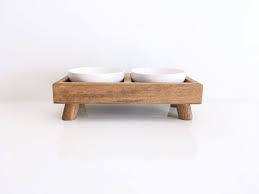 Xcsource elevated dog bowl raised pet feeder stand wooden dog feeding station with storage drawer for medium pets with 2 stainless bowls and waterproof pad (need assemble). Elevated Dog Feeder Raised Dog Bowls Mid Century Modern Etsy