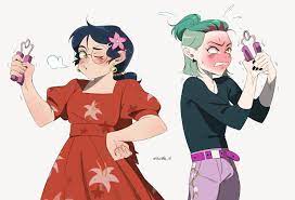 Amity and Willow exercising | The Owl House | Know Your Meme