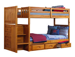 Click the image for larger image size and more details. Discovery World Furniture Twin Over Twin Honey Mission Staircase Bunk Beds