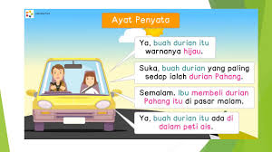 Ayat penyata ialah ayat yang menyatakan atau menerangkan sesuatu cerita, benda, kejadian, dan sebagainya. Bahasa Melayu Ayat Penyata Tahun 1 Youtube