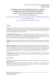 Perbadanan nasional berhad (pns) mengucapkan selamat hari pekerja kepada semua rakyat malaysia. Pdf Determinants Of Entrepreneurial Career Experience Of Polytechnic Students