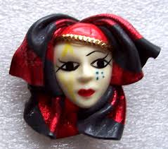 Купить mardi gras head jester porcelain face mask wall hanging decor15 vgc  green (196077787418), США