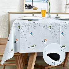 Each table cloth has characteristics, including the use of it. Amazon Com Vinyl Oilcloth Tablecloth Rectangular Spillproof Waterproof Wipeable Pvc Plastic Large Tablecloths For Card Table Tablecloth Bird Silver Gray 54 X 78 Inch Kitchen Dining
