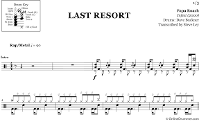 Last resort was the first feature in the spring 2001 shooting gallery film series. Last Resort Papa Roach Drum Sheet Music Onlinedrummer Com Papa Roach Drums Sheet Drum Sheet Music