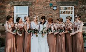 Copper Greenery Industrial Winter Wedding At The West Mill Derby Styled By The Vintage House That Could Copper Bridesmaid Dresses Copper Wedding Dress Bridesmaids Dress Inspiration