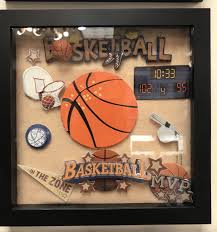Shadow Box With Basketball Theme Sports Sports Shadow Boxes Shadow Box Senior Gifts