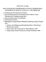 Momen pernikahan harus diselenggarakan berdasarkan rancangan acara yang tepat. Sambutan Ketua Panitia Pernikahan Kumpulan Referensi Teks Pidato