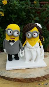 Minions Wedding Cake Topper Clay Doll Minion In Suit Clay Miniature Minion In Wedding Dress Clay Minion Wedding Cake Topper Minion Wedding Cake Minion Wedding