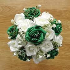 Explore amazon devices · read ratings & reviews · fast shipping Artificial Brides Bouquets Emerald Green Rose Gypsophila Bridesmaid Bouquet