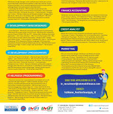 Oleh admindiposting pada desember 4, 2020. Lowongan Kerja Lowongan Kerja Pt Indomobil Finance Indonesia Terbaru Tahun 2019