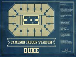 Duke Blue Devils Cameron Indoor Stadium Seating Chart College Basketball Blueprint Art