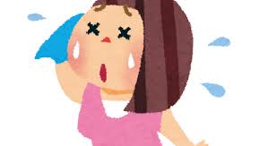 夏バテのイラスト「汗だくの女性」 | かわいいフリー素材集 いらすとや