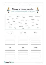 Wie heisst die zahl auf der hundertertafel. Free Worksheets And Exercises On The Topic Of Nouns For German Lessons At The Primary School For Download As Pdf Education Subject