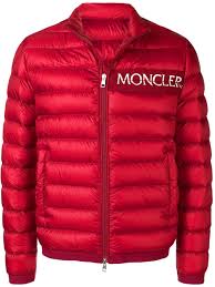 Moncler Neveu Logo Embroidered Quilted Down Jacket In Red Modesens Mens Outdoor Jackets Mens Jackets Moncler Jacket