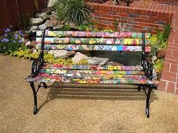 Unique Wooden Bench Decorating Ideas To Personalize Yard Landscaping And Garden Designs Painted Benches Wooden Garden Benches Bench Decor