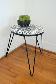 Mid Century Modern Side Table Mosaic Hairpin Legs Mid Century Modern Side Table Side Table Mosaic Table Top